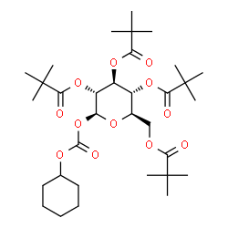 ChemSpider 2D Image | 1-O-[(Cyclohexyloxy)carbonyl]-2,3,4,6-tetrakis-O-(2,2-dimethylpropanoyl)-beta-D-glucopyranose | C33H54O12