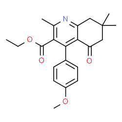 ChemSpider 2D Image | Ethyl 4-(4-methoxyphenyl)-2,7,7-trimethyl-5-oxo-5,6,7,8-tetrahydro-3-quinolinecarboxylate | C22H25NO4