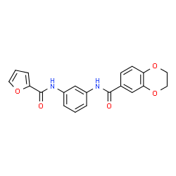 ChemSpider 2D Image | N-[3-(2-Furoylamino)phenyl]-2,3-dihydro-1,4-benzodioxine-6-carboxamide | C20H16N2O5