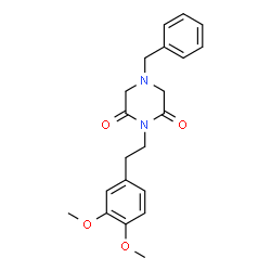 ChemSpider 2D Image | 4-Benzyl-1-[2-(3,4-dimethoxyphenyl)ethyl]-2,6-piperazinedione | C21H24N2O4