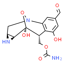 ChemSpider 2D Image | [(8R,9S,10S,12S)-4-Formyl-6,9-dihydroxy-14-oxa-1,11-diazatetracyclo[7.4.1.0~2,7~.0~10,12~]tetradeca-2,4,6-trien-8-yl]methyl carbamate | C14H15N3O6