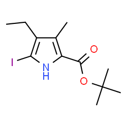 ChemSpider 2D Image | 2-Methyl-2-propanyl 4-ethyl-5-iodo-3-methyl-1H-pyrrole-2-carboxylate | C12H18INO2