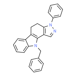 ChemSpider 2D Image | 10-Benzyl-3-phenyl-3,4,5,10-tetrahydropyrazolo[4,3-a]carbazole | C26H21N3