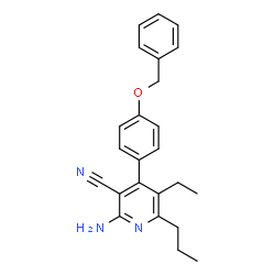 ChemSpider 2D Image | 2-Amino-4-[4-(benzyloxy)phenyl]-5-ethyl-6-propylnicotinonitrile | C24H25N3O