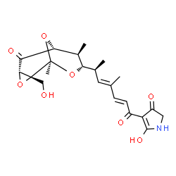 ChemSpider 2D Image | 5-Hydroxy-4-{(2E,4E,6S)-6-[(1R,2R,4S,6R,7S,8S)-2-(hydroxymethyl)-1,7-dimethyl-5-oxo-3,9,10-trioxatricyclo[4.3.1.0~2,4~]dec-8-yl]-4-methyl-2,4-heptadienoyl}-1,2-dihydro-3H-pyrrol-3-one (non-preferred n
ame) | C22H27NO8