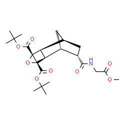 ChemSpider 2D Image | Bis(2-methyl-2-propanyl) (1S,2S,3R,5S,6R,7S,8S)-8-[(2-methoxy-2-oxoethyl)carbamoyl]-4-oxatetracyclo[5.2.1.0~2,6~.0~3,5~]decane-3,5-dicarboxylate | C23H33NO8
