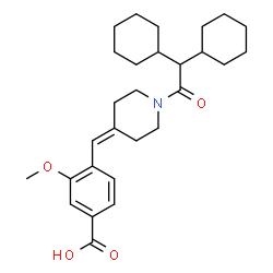 ChemSpider 2D Image | 4-{[1-(Dicyclohexylacetyl)-4-piperidinylidene]methyl}-3-methoxybenzoic acid | C28H39NO4