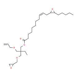 ChemSpider 2D Image | 2-[(Allyloxy)methyl]-2-[(2-oxiranylmethoxy)methyl]butyl (9Z)-11-(3-pentyl-2-oxiranyl)-9-undecenoate | C30H52O6