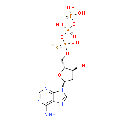 ChemSpider 2D Image | 2'-Deoxy-5'-O-[hydroxy{[hydroxy(phosphonooxy)phosphoryl]oxy}(~35~S)phosphorothioyl]adenosine | C10H16N5O11P335S
