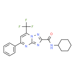 ChemSpider 2D Image | N-Cyclohexyl-5-phenyl-7-(trifluoromethyl)[1,2,4]triazolo[1,5-a]pyrimidine-2-carboxamide | C19H18F3N5O