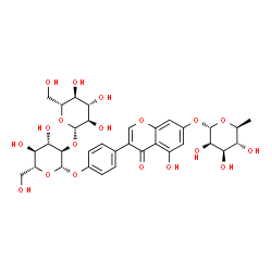 ChemSpider 2D Image | 4-{7-[(6-Deoxy-alpha-L-mannopyranosyl)oxy]-5-hydroxy-4-oxo-4H-chromen-3-yl}phenyl 2-O-beta-D-glucopyranosyl-beta-D-glucopyranoside | C33H40O19