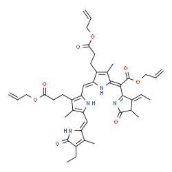 ChemSpider 2D Image | allyl 3-[(2Z,5E)-5-[2-allyloxy-1-[(3E)-3-ethylidene-4-methyl-5-oxo-pyrrol-2-yl]-2-oxo-ethylidene]-2-[[3-(3-allyloxy-3-oxo-propyl)-5-[(Z)-(4-ethyl-3-methyl-5-oxo-pyrrol-2-ylidene)methyl]-4-methyl-1H-pyrrol-2-yl]methylene]-4-methyl-pyrrol-3-yl]propanoate | C43H50N4O8