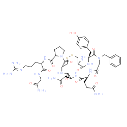 ChemSpider 2D Image | 1-{[(4R,7S,10S,16S,19R)-19-Amino-7-(2-amino-2-oxoethyl)-10-(3-amino-3-oxopropyl)-14-benzyl-16-(4-hydroxybenzyl)-6,9,12,15,18-pentaoxo-1,2-dithia-5,8,11,14,17-pentaazacycloicosan-4-yl]carbonyl}-L-proly
l-N~5~-(diaminomethylene)-L-ornithylglycinamide | C46H65N15O12S2