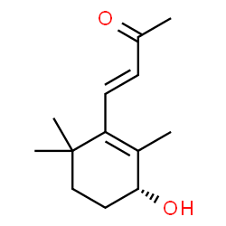 ChemSpider 2D Image | (3E)-4-[(3R)-3-Hydroxy-2,6,6-trimethyl-1-cyclohexen-1-yl]-3-buten-2-one | C13H20O2