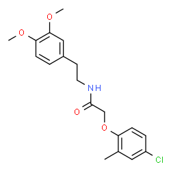 ChemSpider 2D Image | 2-(4-Chloro-2-methylphenoxy)-N-[2-(3,4-dimethoxyphenyl)ethyl]acetamide | C19H22ClNO4