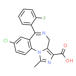 ChemSpider 2D Image | 8-Chloro-6-(2-fluorophenyl)-1-methyl-4H-imidazo[1,5-a][1,4]benzodiazepine-3-carboxylic acid | C19H13ClFN3O2