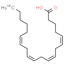 ChemSpider 2D Image | (5Z,8Z,11Z,14Z)-(20-~13~C)-5,8,11,14-Icosatetraenoic acid | C1913CH32O2