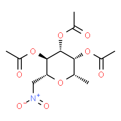 ChemSpider 2D Image | (6R)-3,4,5-Tri-O-acetyl-2,6-anhydro-1-deoxy-6-(nitromethyl)-D-galactitol | C13H19NO9
