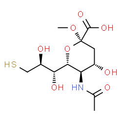ChemSpider 2D Image | Methyl (6R)-5-acetamido-3,5-dideoxy-6-[(1R,2S)-1,2-dihydroxy-3-sulfanylpropyl]-beta-L-threo-hex-2-ulopyranosidonic acid | C12H21NO8S