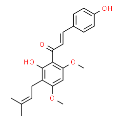 ChemSpider 2D Image | (2E)-1-[2-Hydroxy-4,6-dimethoxy-3-(3-methyl-2-buten-1-yl)phenyl]-3-(4-hydroxyphenyl)-2-propen-1-one | C22H24O5
