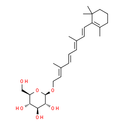 ChemSpider 2D Image | O~15~-[(2R,3R,4S,5S,6R)-3,4,5-Trihydroxy-6-(hydroxymethyl)tetrahydro-2H-pyran-2-yl]retinol | C26H40O6