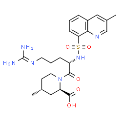 ChemSpider 2D Image | (2R,4R)-1-{N~5~-(Diaminomethylene)-N~2~-[(3-methyl-8-quinolinyl)sulfonyl]-L-ornithyl}-4-methyl-2-piperidinecarboxylic acid | C23H32N6O5S