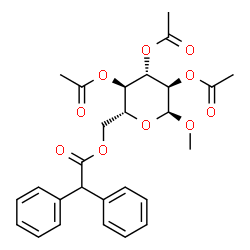 ChemSpider 2D Image | Methyl 2,3,4-tri-O-acetyl-6-O-(diphenylacetyl)-alpha-D-glucopyranoside | C27H30O10