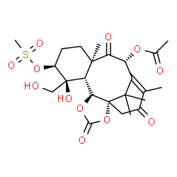 ChemSpider 2D Image | (1S,5S,6R,7S,8S,11R,13R)-7-Hydroxy-7-(hydroxymethyl)-11,15,18,18-tetramethyl-8-[(methylsulfonyl)oxy]-3,12,16-trioxo-2,4-dioxatetracyclo[12.3.1.0~1,5~.0~6,11~]octadec-14-en-13-yl acetate | C24H32O12S