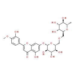 ChemSpider 2D Image | 5-Hydroxy-2-(3-hydroxy-4-methoxyphenyl)-7-{[(2S,3R,4S,5S,6R)-3,4,5-trihydroxy-6-({[(2S,3R,4R,5R,6S)-3,4,5-trihydroxy-6-methyltetrahydro-2H-pyran-2-yl]methoxy}methyl)tetrahydro-2H-pyran-2-yl]oxy}-4H-ch
romen-4-one | C29H34O15
