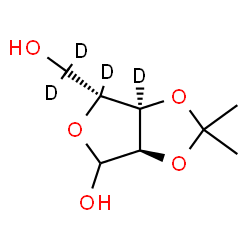 ChemSpider 2D Image | 2,3-O-Isopropylidene-D-(C~3~,C~5~,C~5~,4-~2~H_4_)ribofuranose | C8H10D4O5