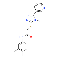 ChemSpider 2D Image | N-(3,4-Dimethylphenyl)-2-{[4-methyl-5-(3-pyridinyl)-4H-1,2,4-triazol-3-yl]sulfanyl}acetamide | C18H19N5OS