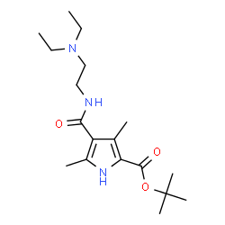 ChemSpider 2D Image | tert-butyl 4-((2-(diethylamino)ethyl)carbamoyl)-3,5-dimethyl-1H-pyrrole-2-carboxylate | C18H31N3O3