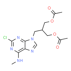 ChemSpider 2D Image | 2-{[2-Chloro-6-(methylamino)-9H-purin-9-yl]methyl}-1,3-propanediyl diacetate | C14H18ClN5O4