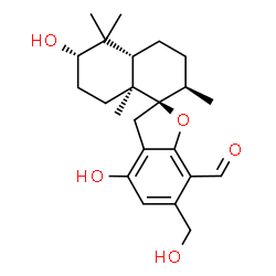 ChemSpider 2D Image | (2R,2'R,4a'S,6'S,8a'S)-4,6'-Dihydroxy-6-(hydroxymethyl)-2',5',5',8a'-tetramethyl-3',4',4a',5',6',7',8',8a'-octahydro-2'H,3H-spiro[1-benzofuran-2,1'-naphthalene]-7-carbaldehyde | C23H32O5