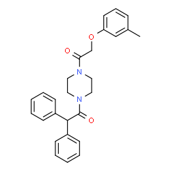ChemSpider 2D Image | 2,2-Diphenyl-1-[4-(2-m-tolyloxy-acetyl)-piperazin-1-yl]-ethanone | C27H28N2O3