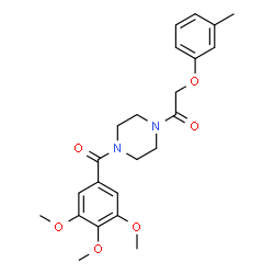 ChemSpider 2D Image | 2-m-Tolyloxy-1-[4-(3,4,5-trimethoxy-benzoyl)-piperazin-1-yl]-ethanone | C23H28N2O6