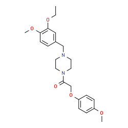 ChemSpider 2D Image | 1-[4-(3-Ethoxy-4-methoxybenzyl)-1-piperazinyl]-2-(4-methoxyphenoxy)ethanone | C23H30N2O5