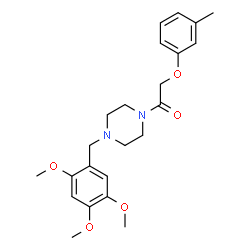 ChemSpider 2D Image | 2-m-Tolyloxy-1-[4-(2,4,5-trimethoxy-benzyl)-piperazin-1-yl]-ethanone | C23H30N2O5