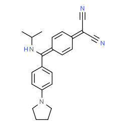 ChemSpider 2D Image | (4-{(Isopropylamino)[4-(1-pyrrolidinyl)phenyl]methylene}-2,5-cyclohexadien-1-ylidene)malononitrile | C23H24N4