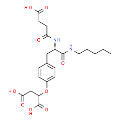ChemSpider 2D Image | 2-{4-[(2S)-2-[(3-Carboxypropanoyl)amino]-3-oxo-3-(pentylamino)propyl]phenoxy}succinic acid | C22H30N2O9