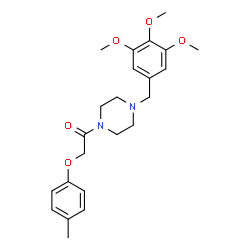 ChemSpider 2D Image | 2-p-Tolyloxy-1-[4-(3,4,5-trimethoxy-benzyl)-piperazin-1-yl]-ethanone | C23H30N2O5
