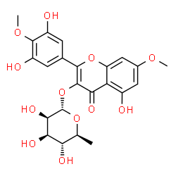 ChemSpider 2D Image | 2-(3,5-Dihydroxy-4-methoxyphenyl)-5-hydroxy-7-methoxy-4-oxo-4H-chromen-3-yl 6-deoxy-alpha-L-mannopyranoside | C23H24O12