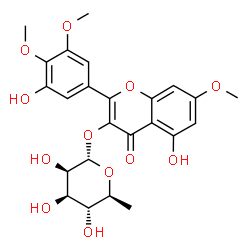 ChemSpider 2D Image | 5-Hydroxy-2-(3-hydroxy-4,5-dimethoxyphenyl)-7-methoxy-4-oxo-4H-chromen-3-yl 6-deoxy-alpha-L-mannopyranoside | C24H26O12