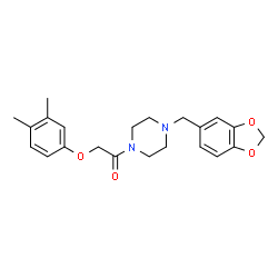 ChemSpider 2D Image | 1-[4-(1,3-Benzodioxol-5-ylmethyl)-1-piperazinyl]-2-(3,4-dimethylphenoxy)ethanone | C22H26N2O4