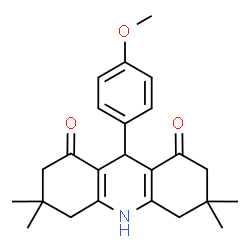 ChemSpider 2D Image | 9-(4-Methoxyphenyl)-3,3,6,6-tetramethyl-3,4,6,7,9,10-hexahydro-1,8(2H,5H)-acridinedione | C24H29NO3
