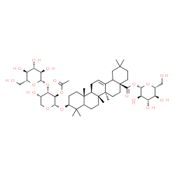 ChemSpider 2D Image | 1-O-[(3beta,5xi,18xi)-3-{[2-O-Acetyl-3-O-(beta-D-glucopyranosyl)-alpha-L-arabinopyranosyl]oxy}-28-oxoolean-12-en-28-yl]-beta-D-glucopyranose | C49H78O18