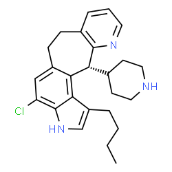 ChemSpider 2D Image | (12R)-1-Butyl-4-chloro-12-(4-piperidinyl)-3,6,7,12-tetrahydropyrido[3',2':5,6]cyclohepta[1,2-e]indole | C25H30ClN3