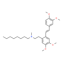 ChemSpider 2D Image | N-(2-{2-[(E)-2-(3,4-Dimethoxyphenyl)vinyl]-4,5-dimethoxyphenyl}ethyl)-N-methyl-1-octanamine | C29H43NO4