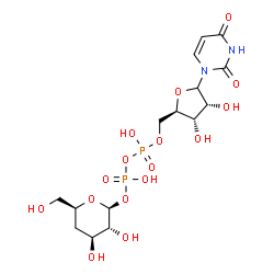 ChemSpider 2D Image | (2S,3R,4S,6S)-3,4-Dihydroxy-6-(hydroxymethyl)tetrahydro-2H-pyran-2-yl [(2R,3S,4R)-5-(2,4-dioxo-3,4-dihydro-1(2H)-pyrimidinyl)-3,4-dihydroxytetrahydro-2-furanyl]methyl dihydrogen diphosphate (non-prefe
rred name) | C15H24N2O16P2