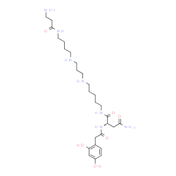 ChemSpider 2D Image | N~1~-{5-[(3-{[4-(beta-Alanylamino)butyl]amino}propyl)amino]pentyl}-N~2~-[(2,4-dihydroxyphenyl)acetyl]-L-aspartamide | C27H47N7O6